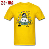 Sloth Life T-shirt Retro Game Lover T Shirt Men Old School Tops Funny Cartoon Tee Gamer Team Custom Clothes Cotton White Tshirt